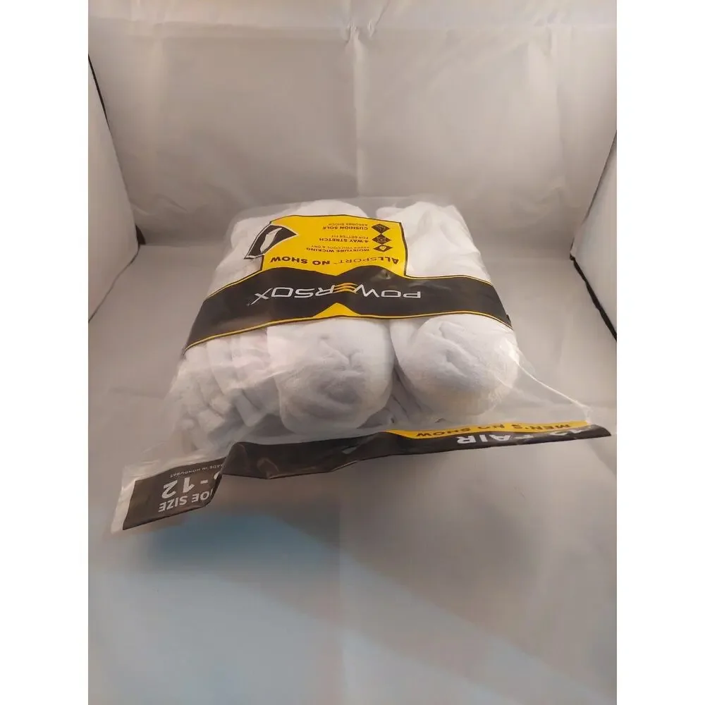 Men's Powersox All Sport Moisture Wicking No Show Socks 12 Pair White Large 6-12